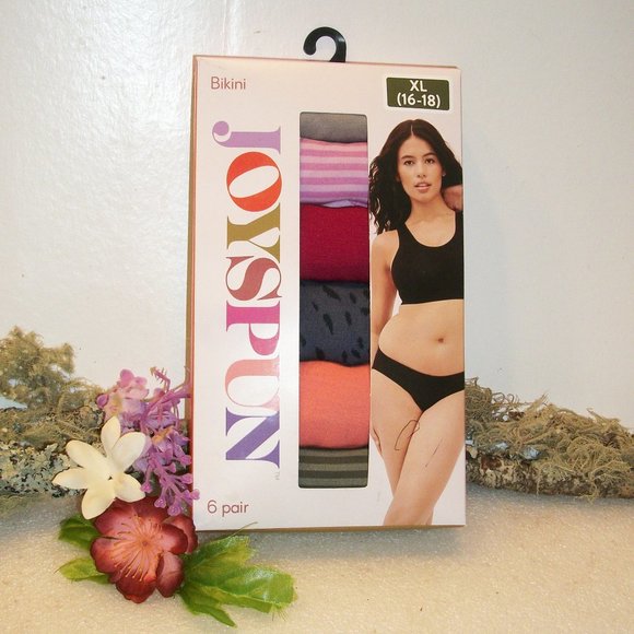 SOLD! 6 PrJOYSPUN Soft Seamless Bikini Panties NWT XL (16-18) Assorted Colors - Picture 1 of 14